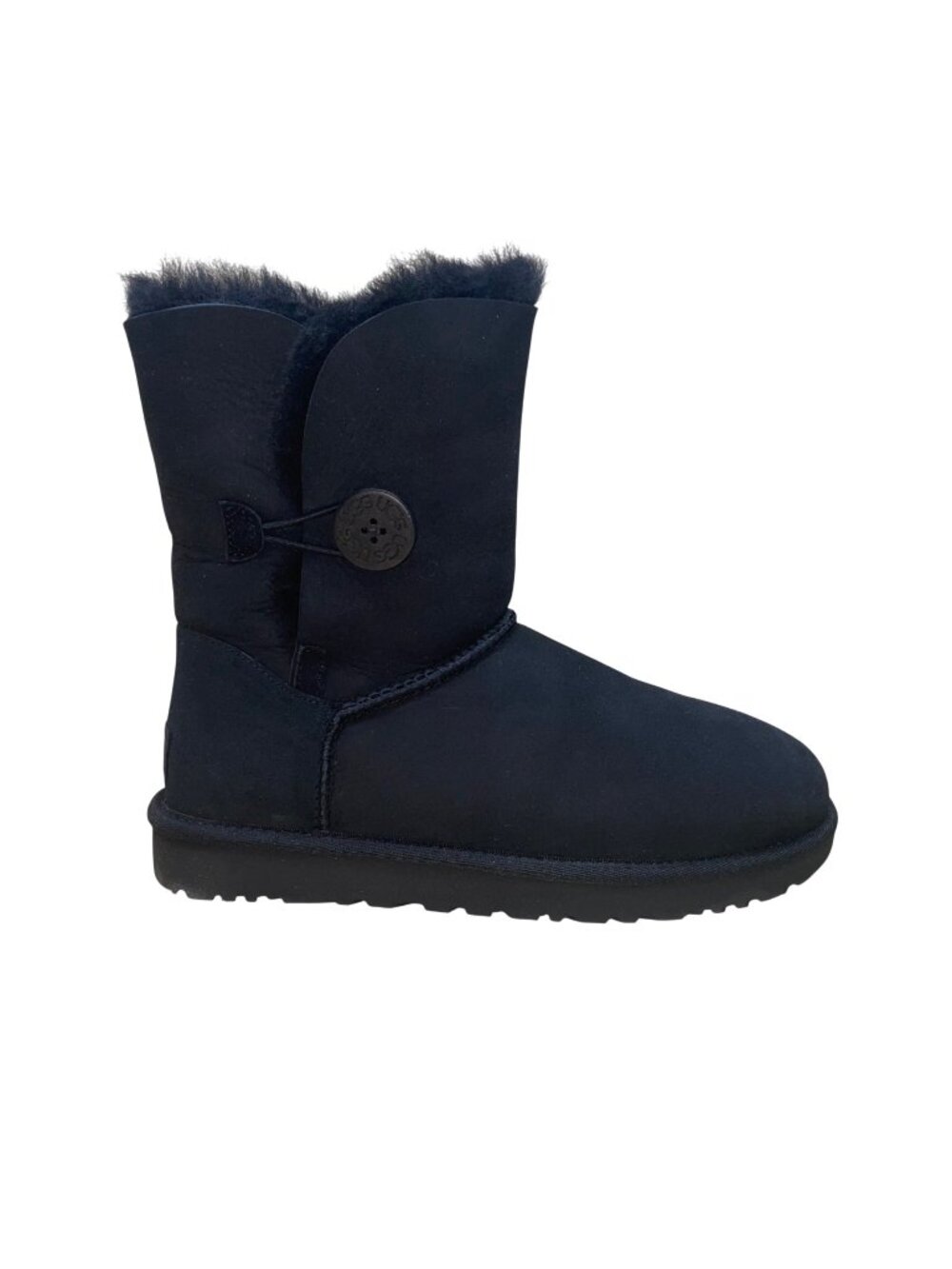 UGG Women’s Black Suede & Fur Waterproof Treadlite Bailey Button II Boots Size 8